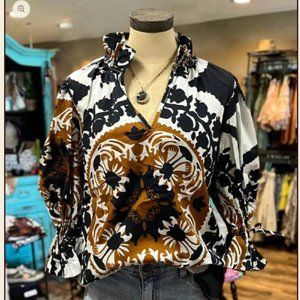 NEW Multicolor Print V Neck Blouse